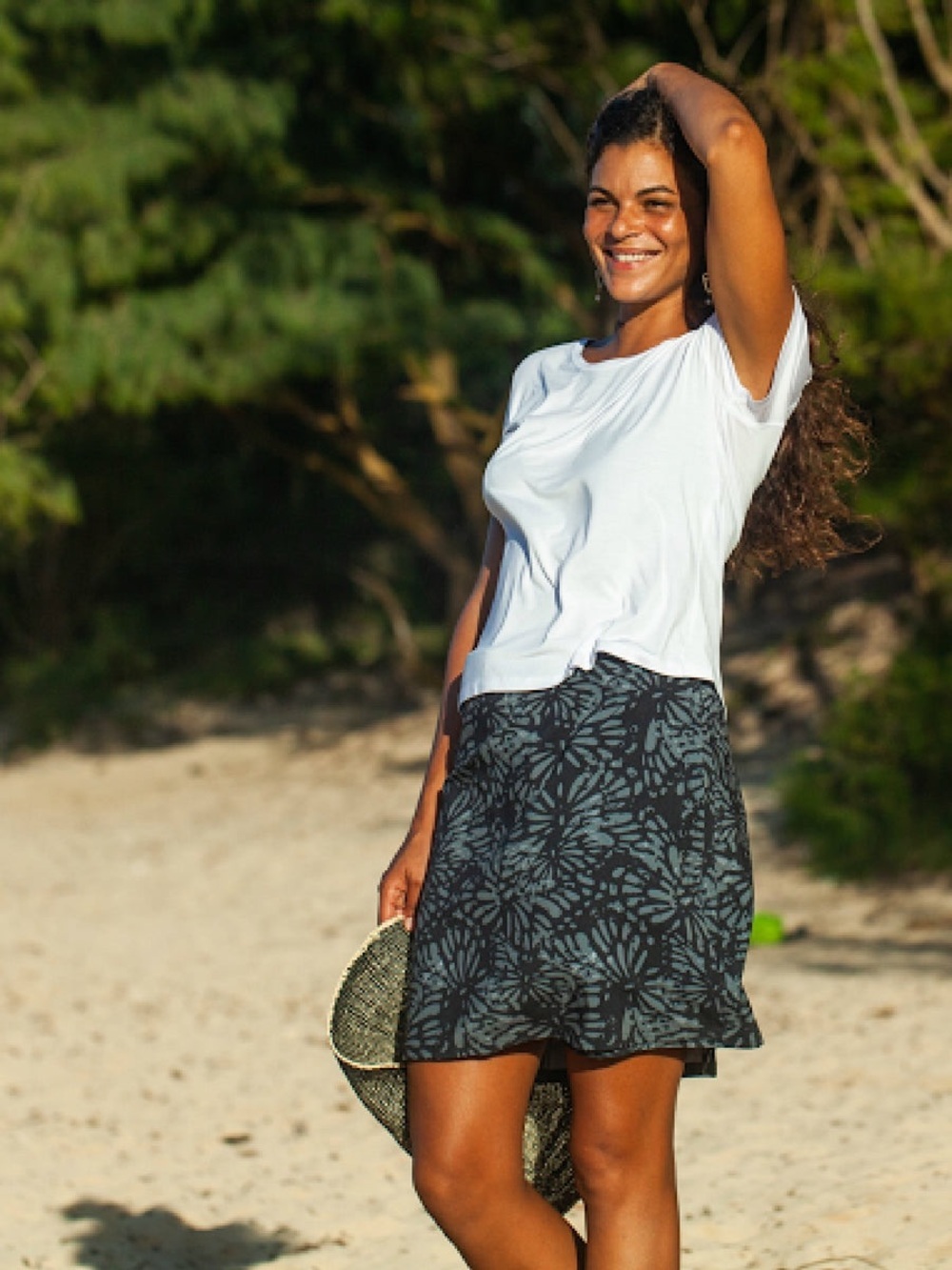 RipSkirt Hawaii NWT Shibori
Charcoal Print Length 2 Wrap Skirt Size Large